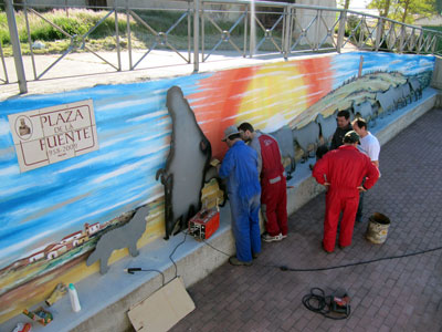 Escultura de homenaje a la trashumancia en Almarail
