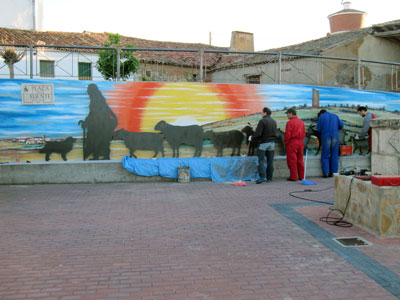 Escultura de homenaje a la trashumancia en Almarail