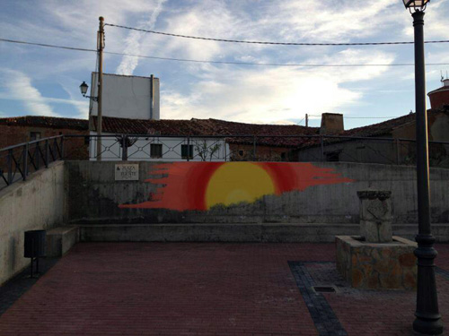Inicio de los trabajos de pintura del mural de homenaje a la trashumancia