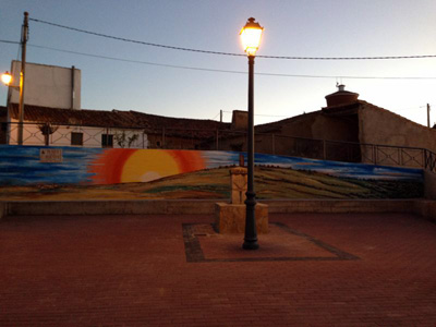 Pintura del mural de homenaje a la trashumancia
