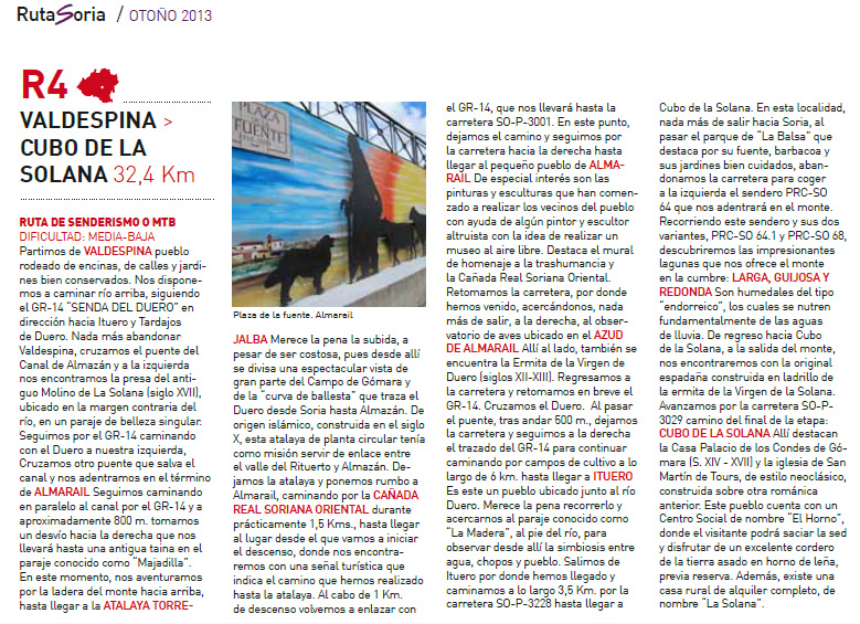 Ruta Soria, Oto�o de 2013