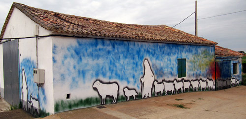 Graffiti de homenaje a la trashumancia. Almarail ...esCultural