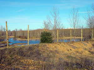 Colocaci�n de la valla que proteger� el tr�nsito de personas hacia el observatorio