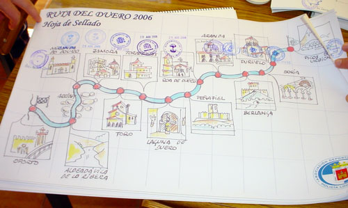 Vista de la hoja de sellado de la "Ruta del Duero 2006"